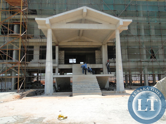 Construction of a six-storey Provincial administration block in Muchinga Province is nearing completion. Here China Jiangxi workers found working on site. The project is expected to be complete by first quarter of 2015.