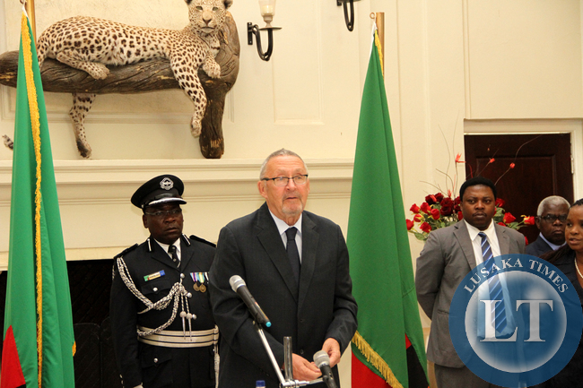 Acting President Dr Guy Scott during the swearing -in-ceremony of four High Court Judges on November 25,2014 -Picture by THOMAS NSAMA