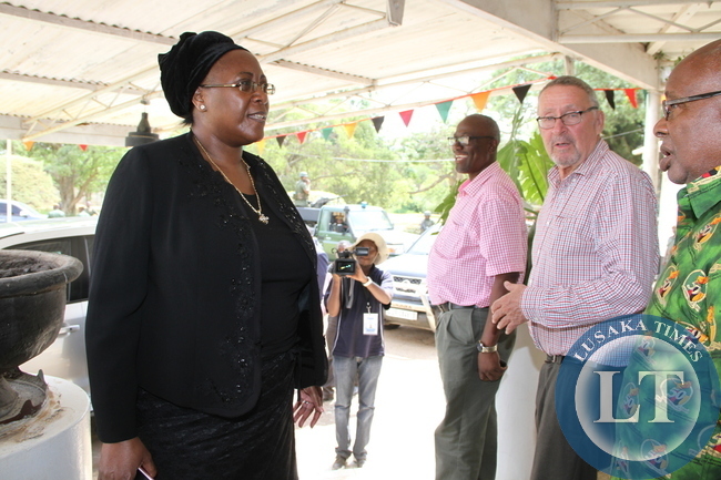 First Lady Dr Christine Kaseba with PF deputy National Secretary Anthony Kasolo, Acting President Dr Guy Scott and Southern Province minister Daniel Munkombwe in Kabwe