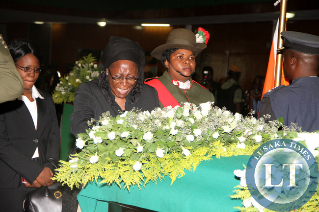 First Lady Dr Kaseba laying ceremony at Mulungushi International Conference Centre on November 1,2014 -Picture by THOMAS NSAMA