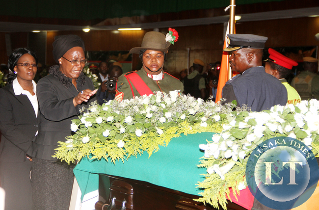 First Lady Dr Kaseba laying ceremony at Mulungushi International Conference Centre on November 1,2014 -Picture by THOMAS NSAMA