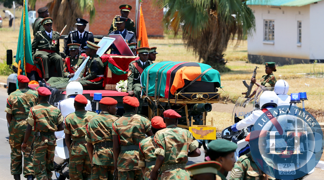 President Sata Body Carried by the military from the airport