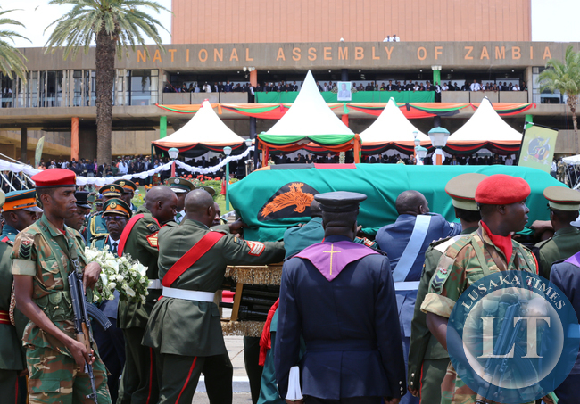 President Sata Body leaves Parliament Building