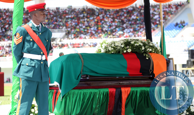 ZNS military Police Stand Guard at Late President Sata Body at heroes Stadium 0958