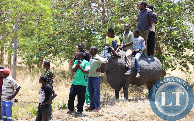 Lusaka residents waiting to catch a glimpse of the funeral procession