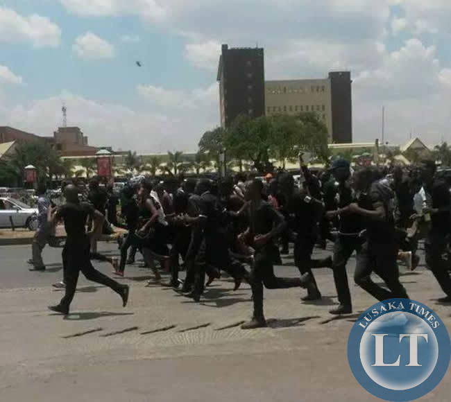 Unza students on their way to pay their last respects to the late president Michael Sata