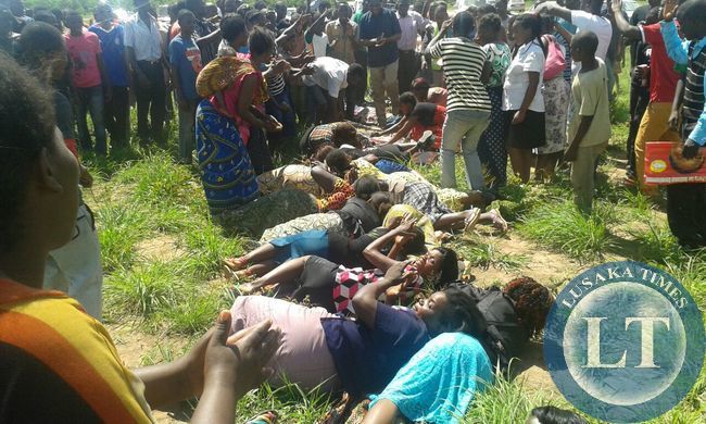 Chinsali women show respect to HH by lying on the floor