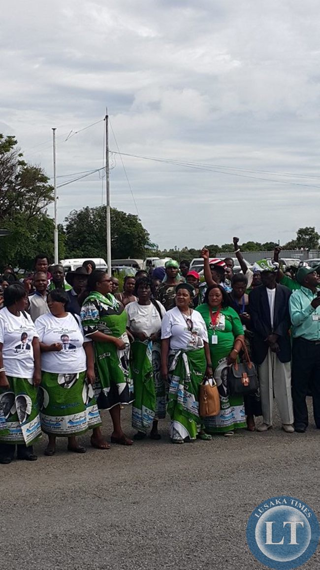 PF supporters waiting for Edgar Lungu