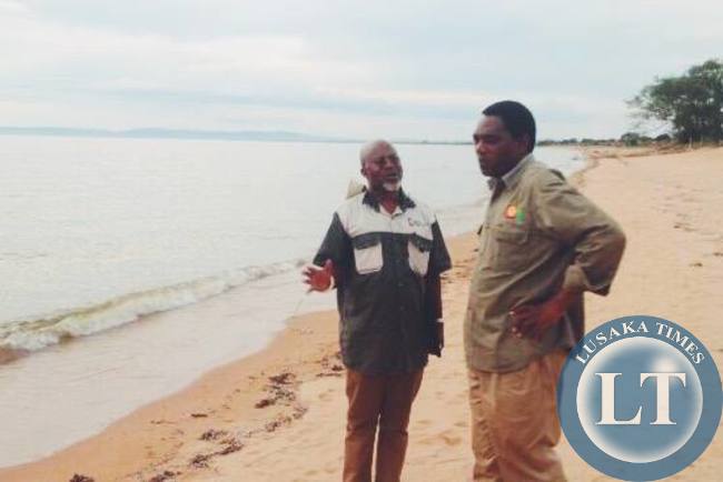 FILE: HH and Katele Kalumba on the shores of Lake Mweru