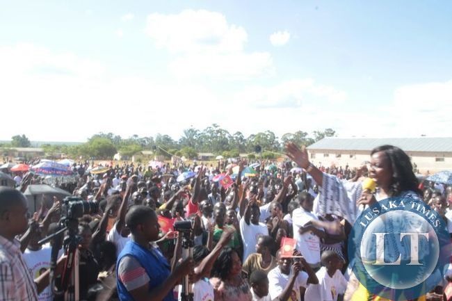 Maureen Mwanawasa addressing the rally