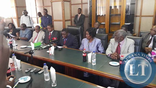 Cabinet Ministers at a media briefing