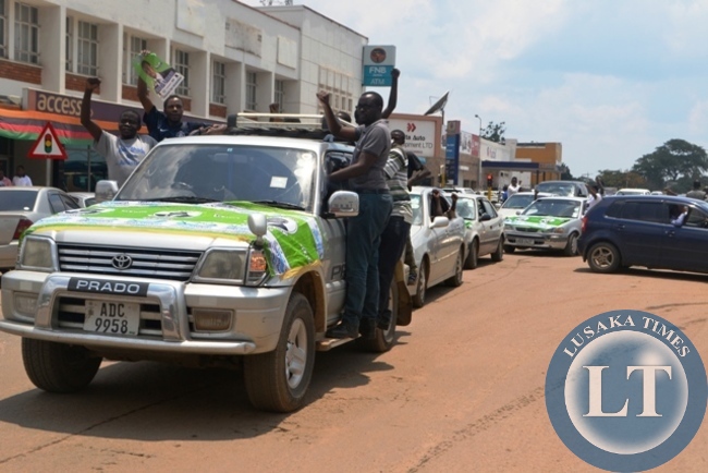 PATRIOTIC FRONT (PF) in Kitwe district show solidarity for Edgar Lungu as they launch campaign along town center