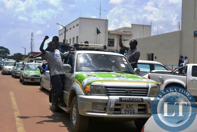 PATRIOTIC FRONT (PF) in Kitwe district show solidarity for Edgar Lungu as they launch campaign along town center