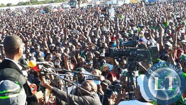 Edgar Lungu addressing the Mandevu rally