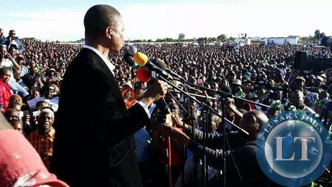 Edgar Lungu addressing the Mandevu rally