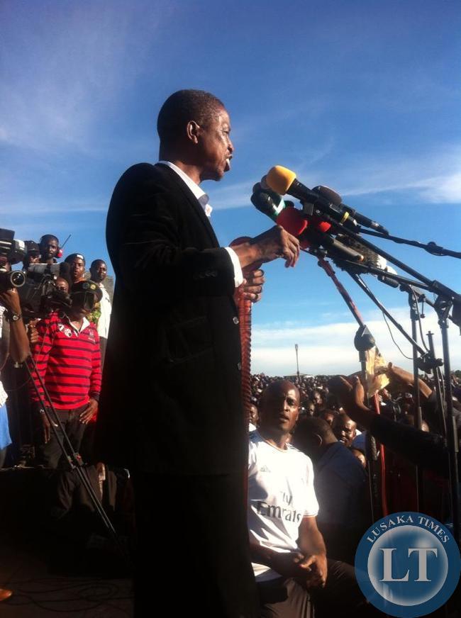 Edgar Lungu addressing the Mandevu rally