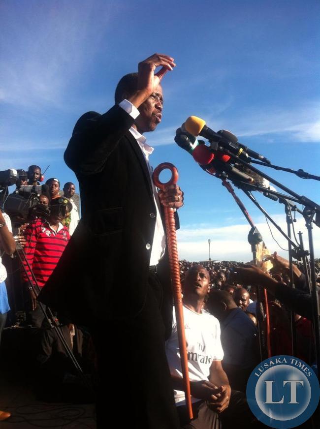 Edgar Lungu addressing the Mandevu rally