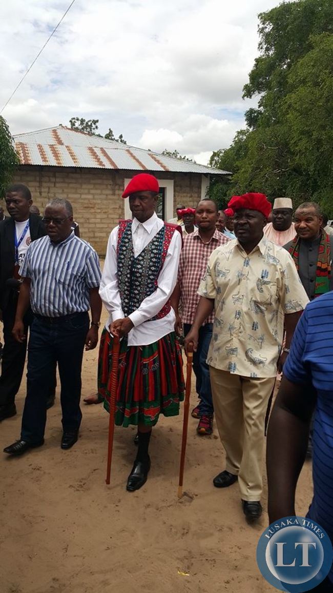 Hon Edgar Lungu leaves the Limulunga Palace after a visit with the Kuta and The Litunga