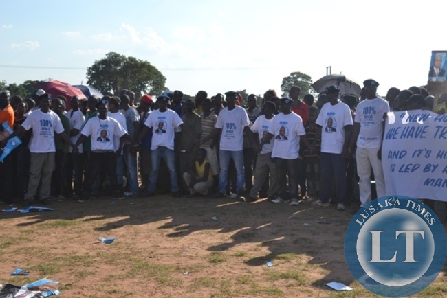 MOVEMENT for Multiparty Democracy (MMD) members showing support to the party during a rally in Kitwe