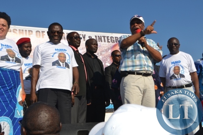 MOVEMENT for Multiparty Democracy (MMD) President Nevers Mumba addressing a rally in Kitwe