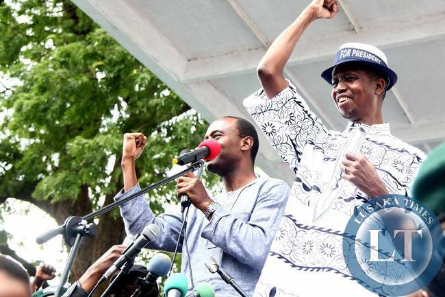 Mulenga Sata and Edgar Lungu at Campaign rally
