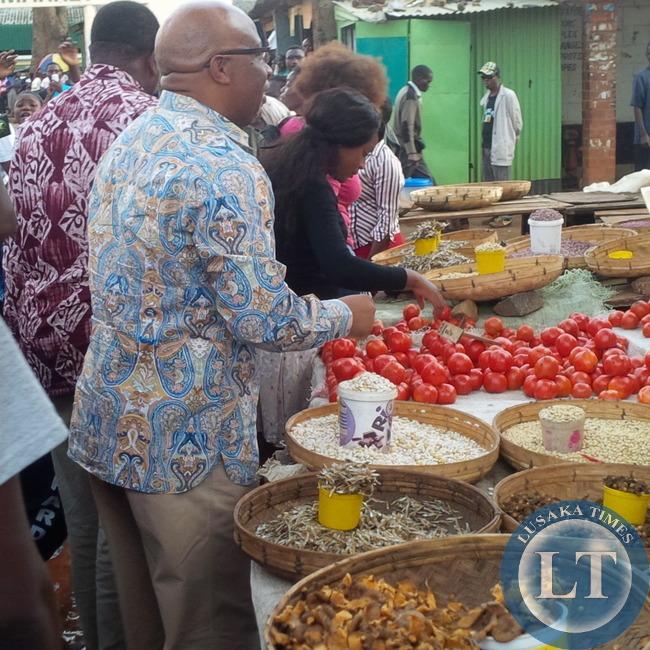 Dr Mumba offers to buy some items at Chilenje Market
