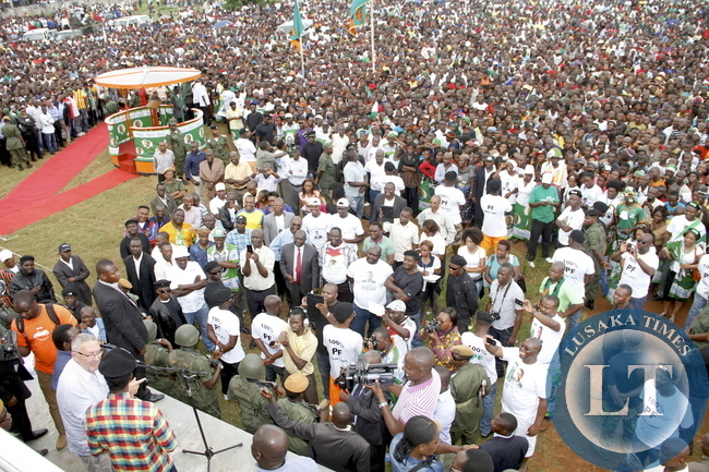 Acting President Dr Guy Scott Addresses a rally for PF president Edgar Lungu in Ndola on January 19,2015 -Picture by THOMAS NSAMA
