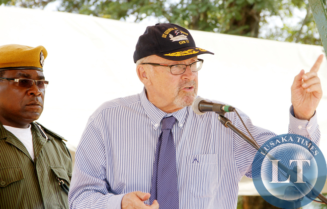 Acting President Dr Guy Scott addresses a rally for PF Presidential Candidate Edgar Lungu in Kafulafuta constituency in Ndola rural on January 13,2015 -Picture by THOMAS NSAMA