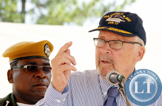 Acting President Dr Guy Scott addresses a rally for PF Presidential Candidate Edgar Lungu in Kafulafuta constituency in Ndola rural on January 13,2015 -Picture by THOMAS NSAMA