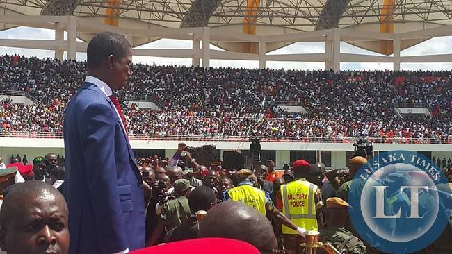President Edgar Lungu at the Heroes Stadium