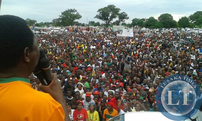 HH addressing the rally at Woodlands Stadium