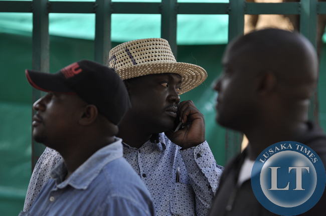 PF Lusaka province chairman Kennedy Kamba captured on a mobile phone at C ity Library Polling centre in Lusaka
