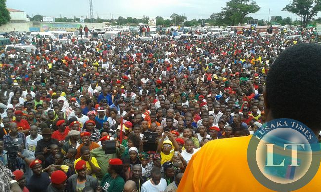 HH addressing the rally at Woodlands Stadium
