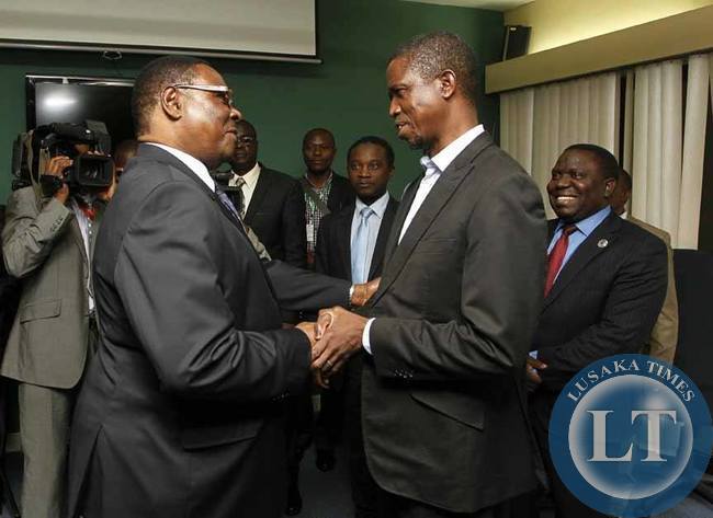 Edgar Lungu meeting with Malawian President Professor Peter Mutharika at Hilton Hotel