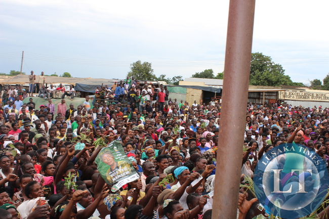 FDD President Edith Nawakwi addresses a rally in Monze