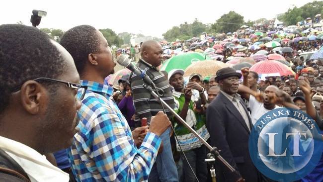 Patriotic Front (PF) President,Hon.Edgar Chagwa Lungu addresses a rally in Lupiya in Luapula Province of Zambia