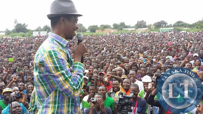 Edgar Lungu addressing the rally in Solwezi