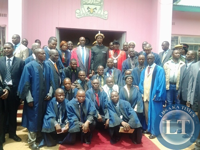 President Edgar Lungu with councillors when he was conferred with a status of Freeman of Chipata
