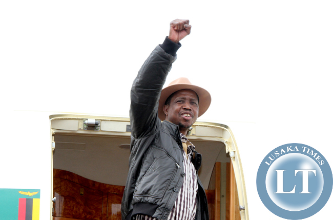 President Edgar Lungu upon departure at Kenneth Kaunda international airport