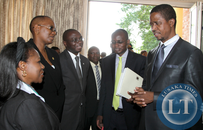 President Lungu with Foreign affairs Officers 3462