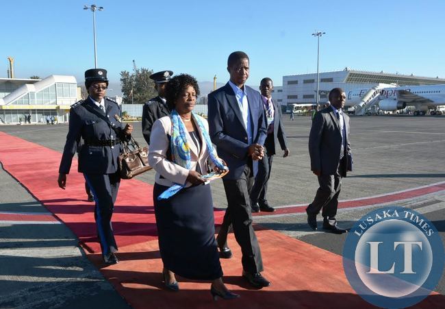 President Edgar Lungu and First Lady Esther leave for Lusaka after attending the 24th African Union summit in Addis Ababa, Ethiopia.
