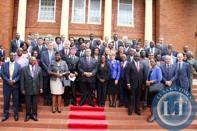 President Edgar Lungu during the Annual greetings ceremony by the President for members of the Diplomatic Corps Accredited to Zambia at State House on February 11,2015 -Picture by THOMAS NSAMA