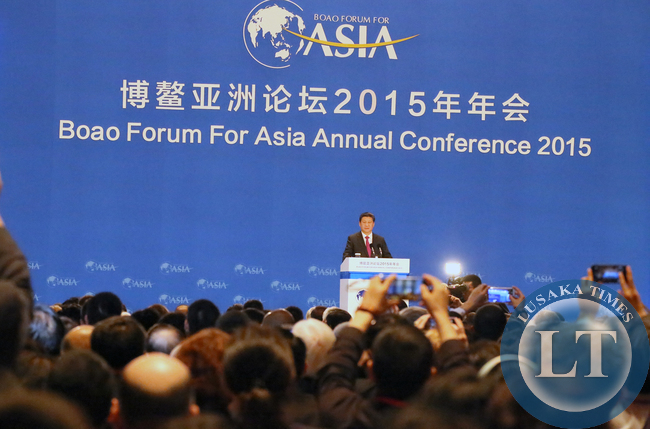 Chinese Leader Mr Xi Jinping address at Asian Boao Forum in China on Saturday for the Annual Summit 28-03-2015 -PICTURE BY EDDIE MWANALEZA/STATEHOUSE.