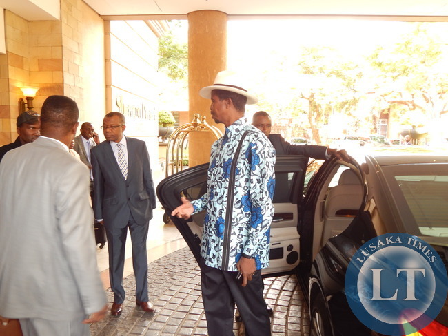 PRESIDENT LUNGU at Sheraton Hotel in Pretoria about to jump on his vehicle for Lanseria International Airport enroute to Lusaka