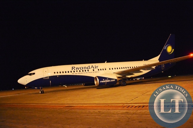 The rwandaair B737-800 plane