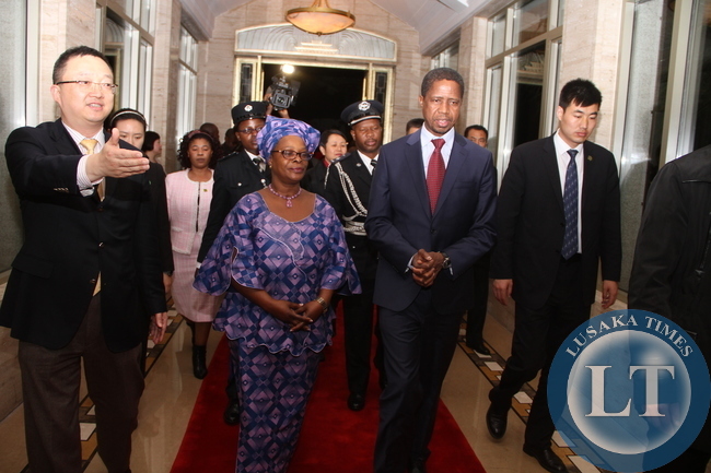 President Edgar Lungu with First Lady Esther Lungu arrives at Hong Qiao State Guest House in Shanghai, China on March 26,2015. The President is in China on a State Visit and will also address the BOAO forum slated for March 26 to 29,2015 in Hainan Province of China -Pictures by THOMAS NSAMA