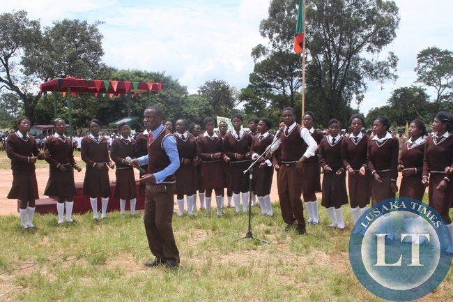 Kyawama high school choir singing during Youth Day celebrations in Solwezi