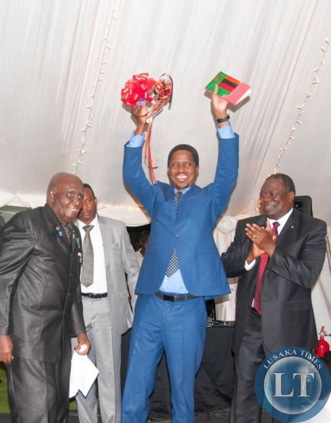 Pic 5 - Pic 3 - Dr Kenneth Kaunda and President Edgar Lungu celebrate th...