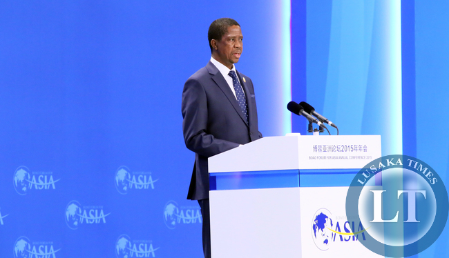 President Edgar Lungu address at Asian Boao Forum in China on Saturday for the Annual Summit 28-03-2015 -PICTURE BY EDDIE MWANALEZA/STATEHOUSE.