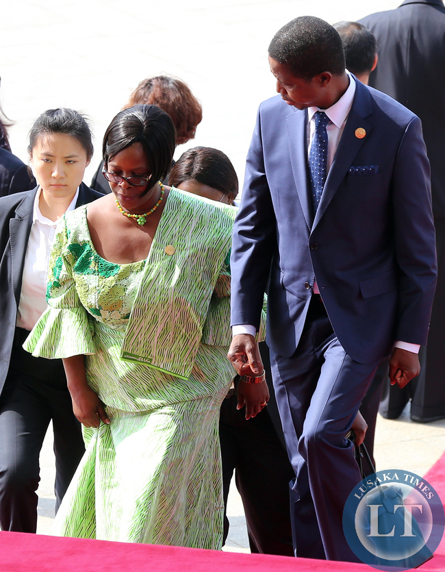 President Edgar Lungu with the first lady Madam Esther Lungu arrive at Asian Boao Forum in China on Saturday for the Annual Summit 28-03-2015 -PICTURE BY EDDIE MWANALEZA/STATEHOUSE.